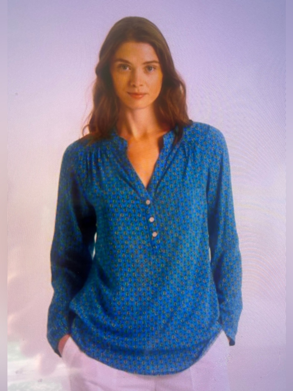 Couleiado. Turquoise VIVI “Mireio”Long-Sleeve Women's Blouse.